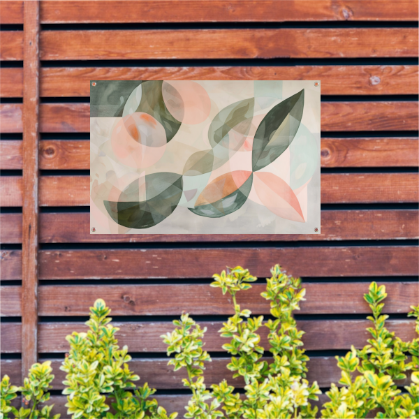 Zachte pasteltinten en botanische abstractie tuinposter