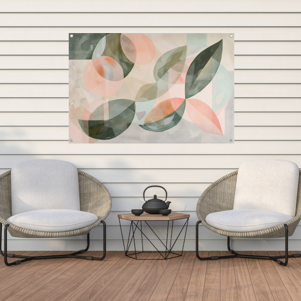 Zachte pasteltinten en botanische abstractie tuinposter