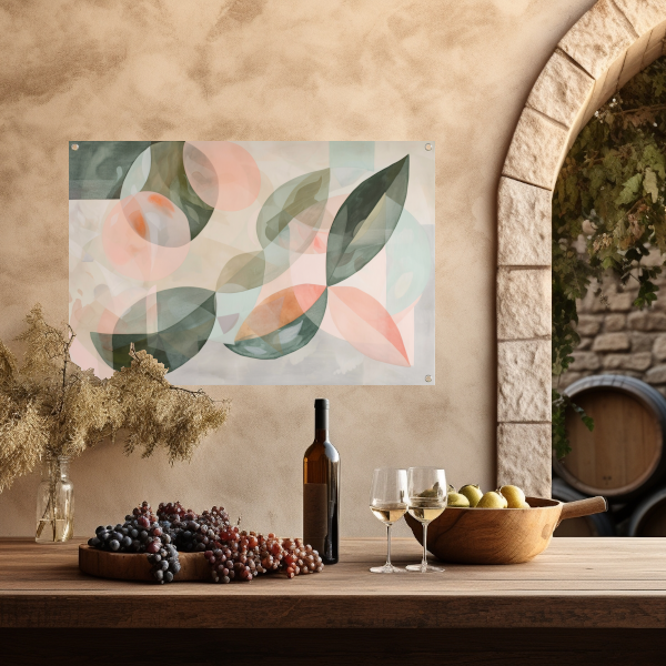 Zachte pasteltinten en botanische abstractie tuinposter