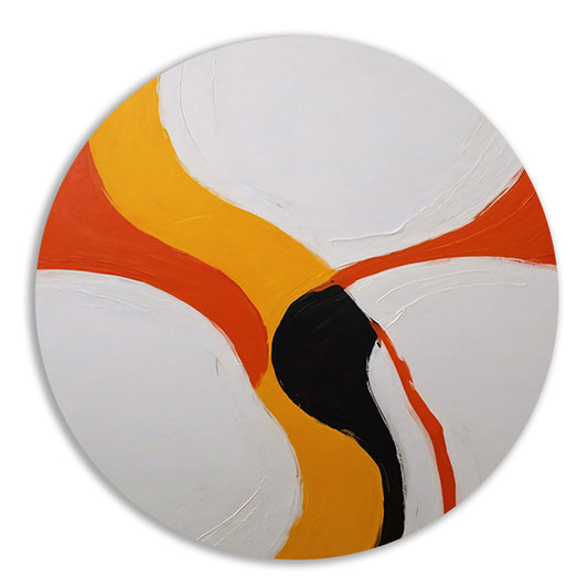 Kleurrijke abstracte vormen en lijnenspel aluminium muurcirkel