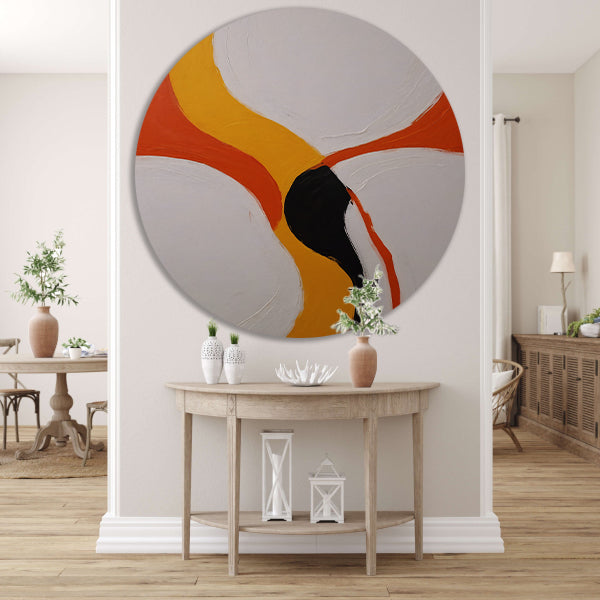 Kleurrijke abstracte vormen en lijnenspel forex muurcirkel