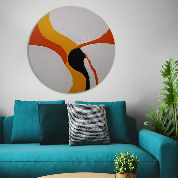 Kleurrijke abstracte vormen en lijnenspel forex muurcirkel