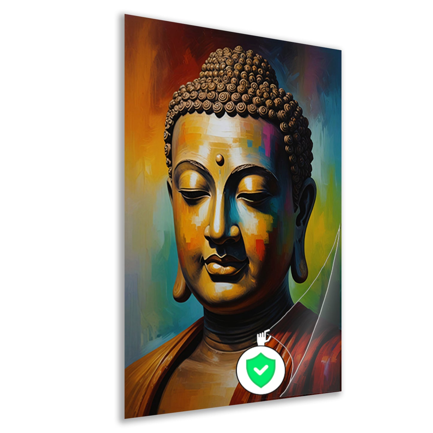 Boeddha in meditatie met kleurrijk palet poster