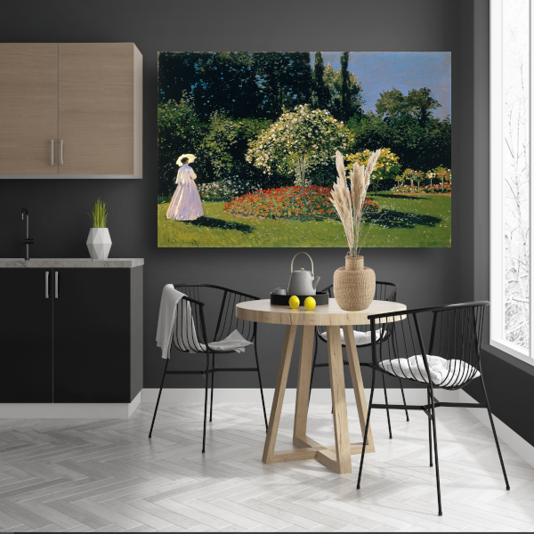 Jeanne-Marguerite Lecadre in de tuin - Claude Monet canvas met baklijst
