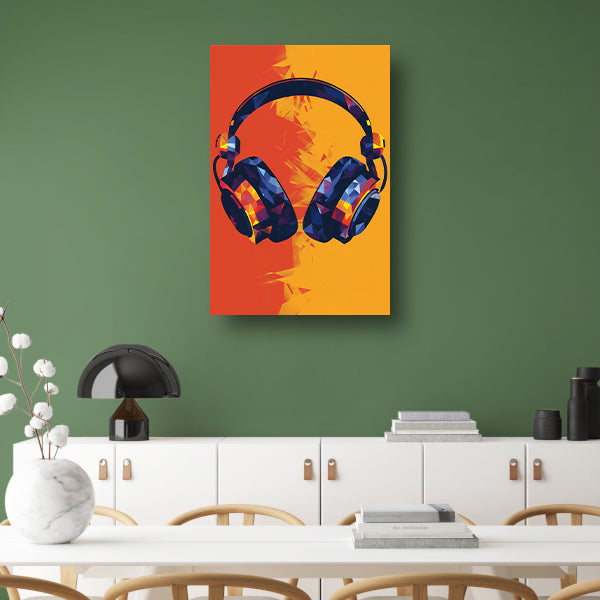 Modern Neon Koptelefoon Kunst poster