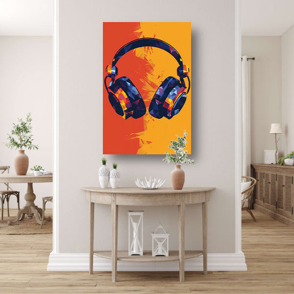 Modern Neon Koptelefoon Kunst poster