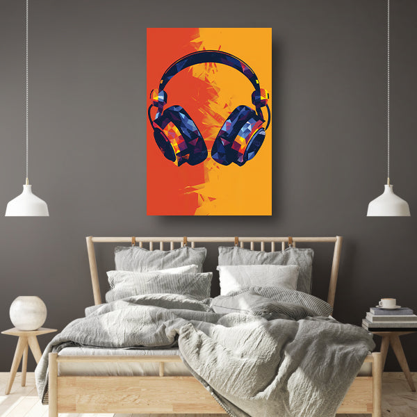 Modern Neon Koptelefoon Kunst poster