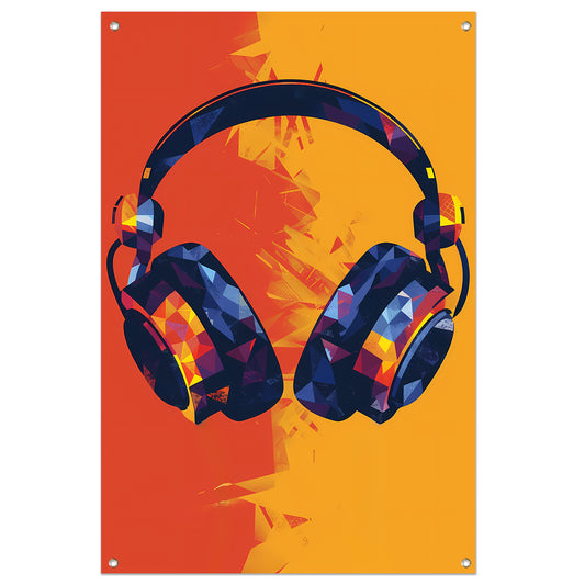 Modern Neon Koptelefoon Kunst tuinposter