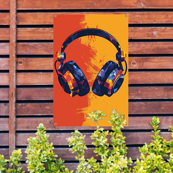 Modern Neon Koptelefoon Kunst tuinposter