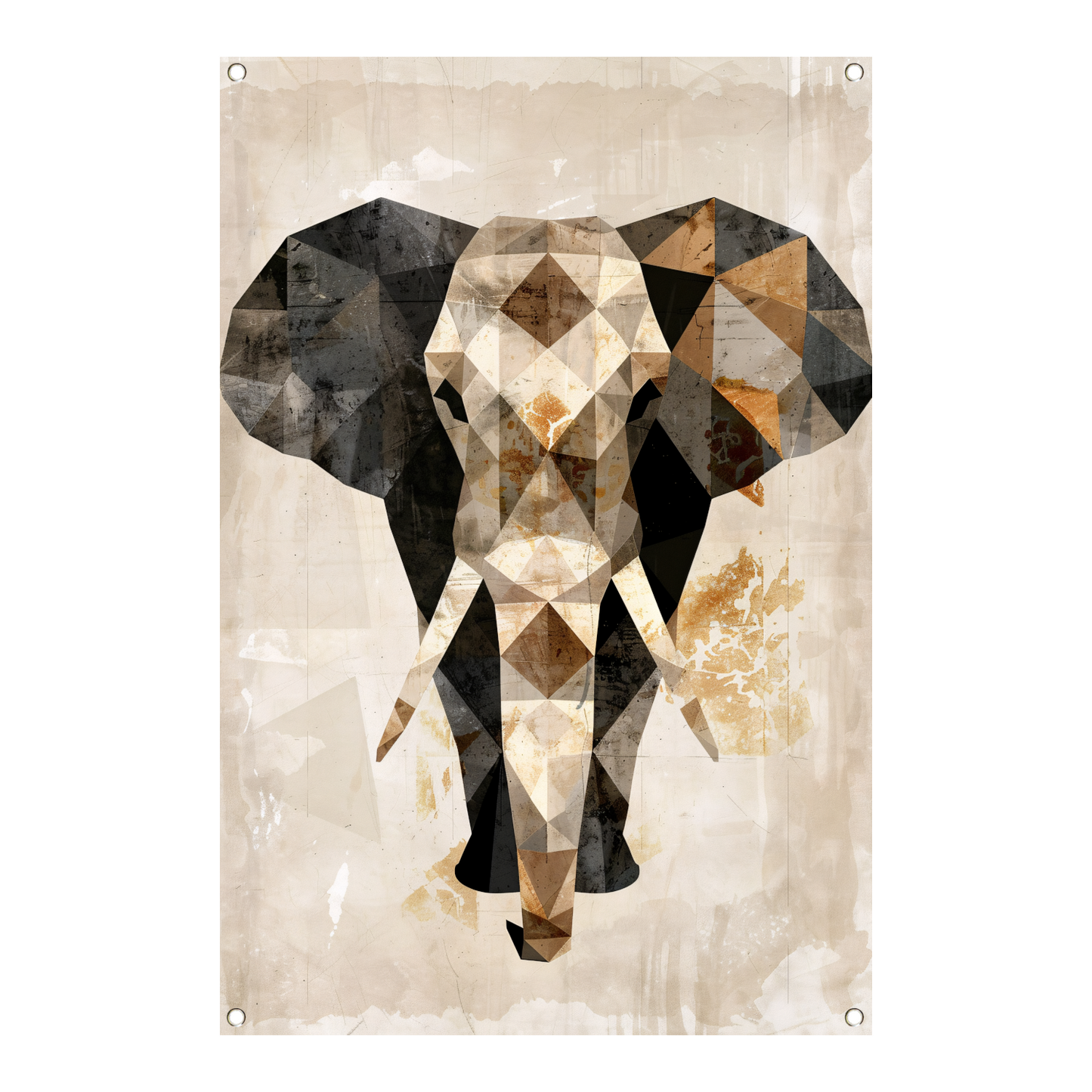 Geometrische Sepia Olifant in Abstracte Kunst tuinposter