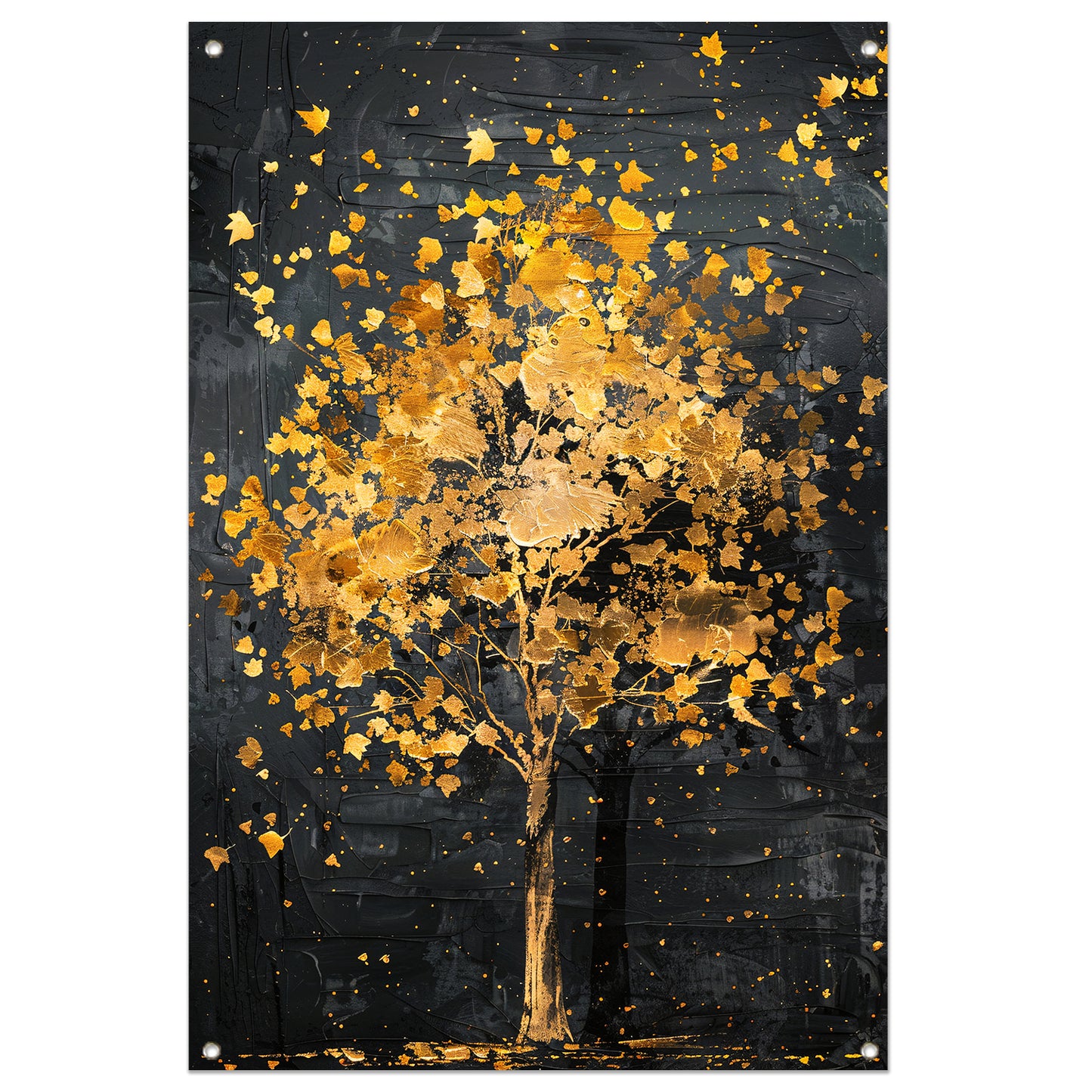 Gouden boom met glinsterende bladeren tuinposter