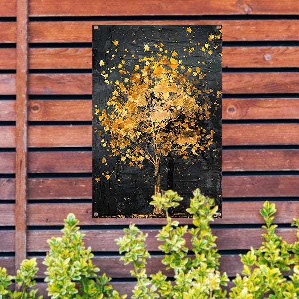 Gouden boom met glinsterende bladeren tuinposter