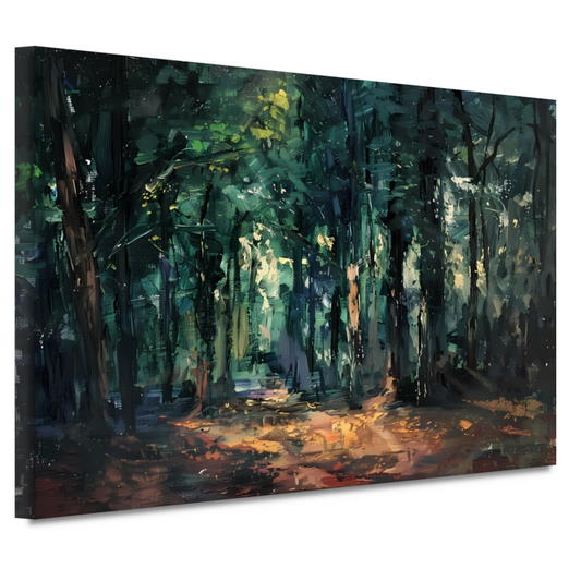 Kleurrijk impressionistisch bos met zonlicht canvas