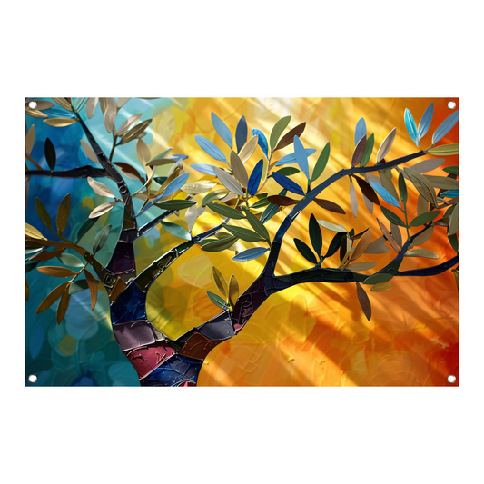 Abstracte kleurrijke boom tuinposter