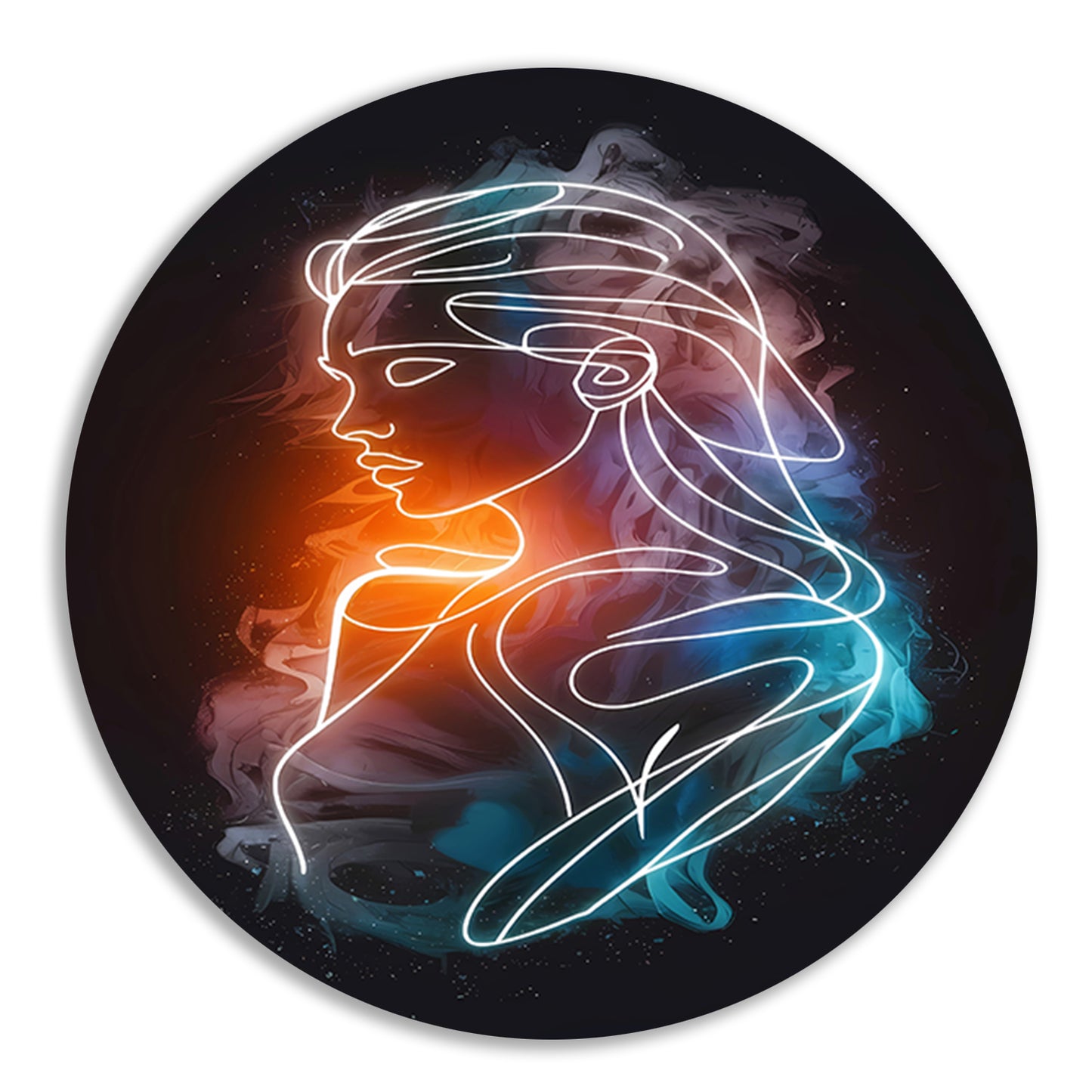 Abstract Silhouet in Warm-Koud Kleurenspel aluminium muurcirkel