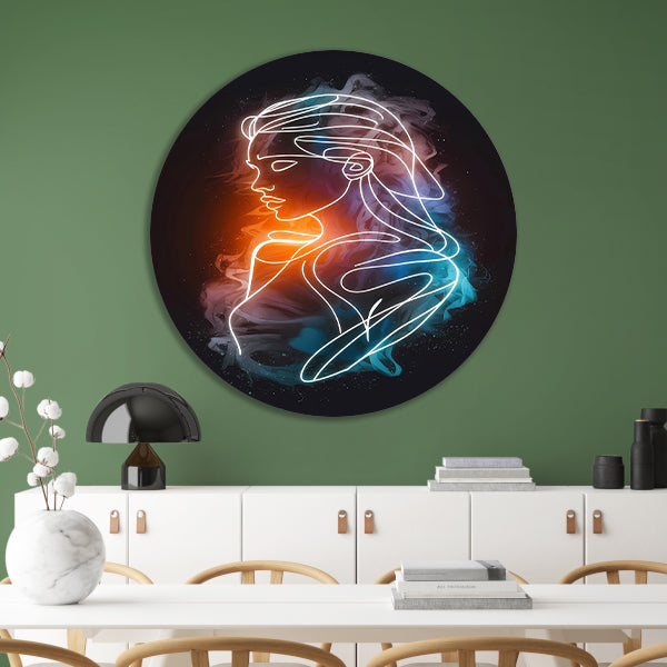 Abstract Silhouet in Warm-Koud Kleurenspel aluminium muurcirkel