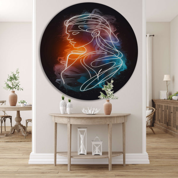 Abstract Silhouet in Warm-Koud Kleurenspel aluminium muurcirkel