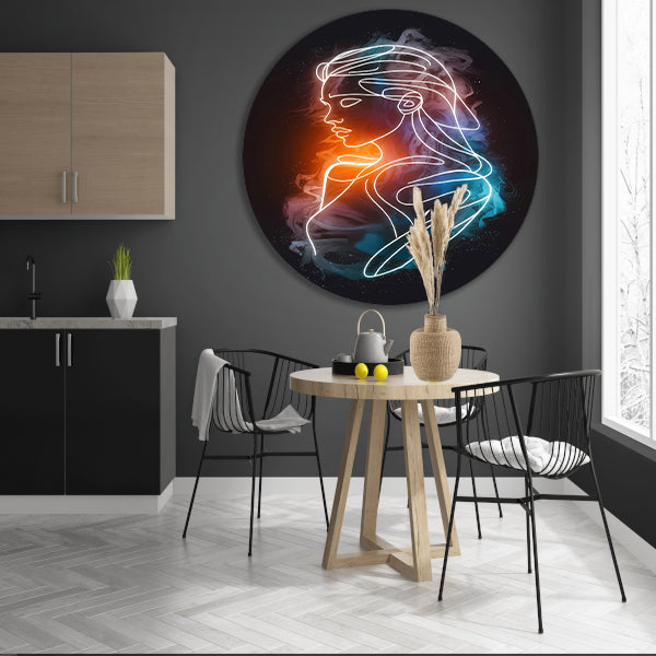 Abstract Silhouet in Warm-Koud Kleurenspel aluminium muurcirkel