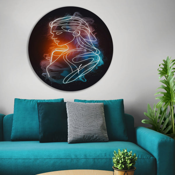 Abstract Silhouet in Warm-Koud Kleurenspel aluminium muurcirkel