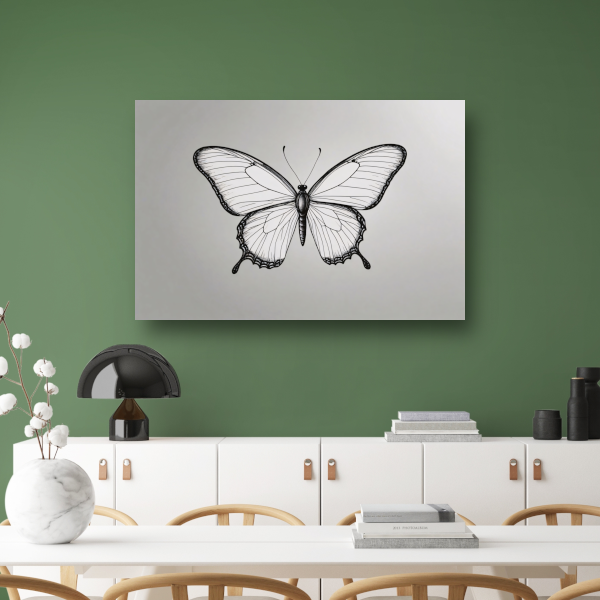 Minimalistische zwart-wit vlinder lijnkunst poster
