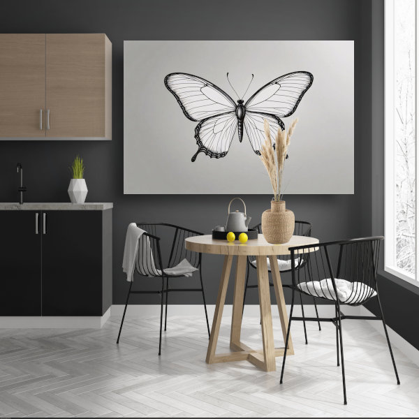 Minimalistische zwart-wit vlinder lijnkunst poster