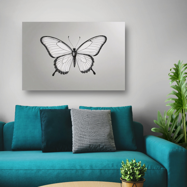 Minimalistische zwart-wit vlinder lijnkunst poster