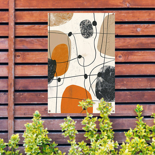 Abstract compositie met organische vormen en lijnen. tuinposter