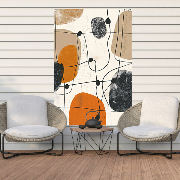 Abstract compositie met organische vormen en lijnen. tuinposter