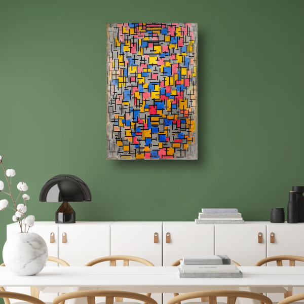 Compositie - Piet Mondriaan canvas met baklijst