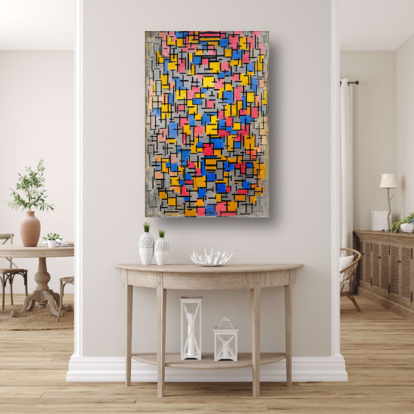 Compositie - Piet Mondriaan canvas met baklijst
