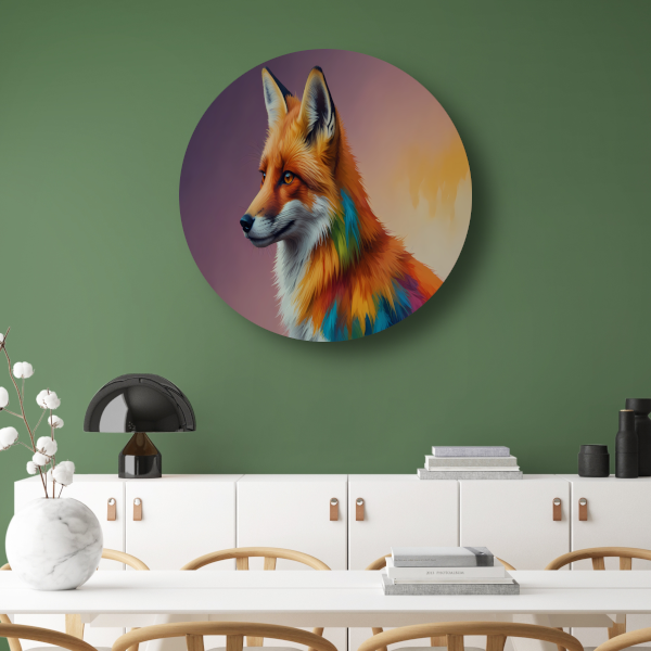 Kleurrijke Abstracte Vos in Moderne Kunst forex muurcirkel
