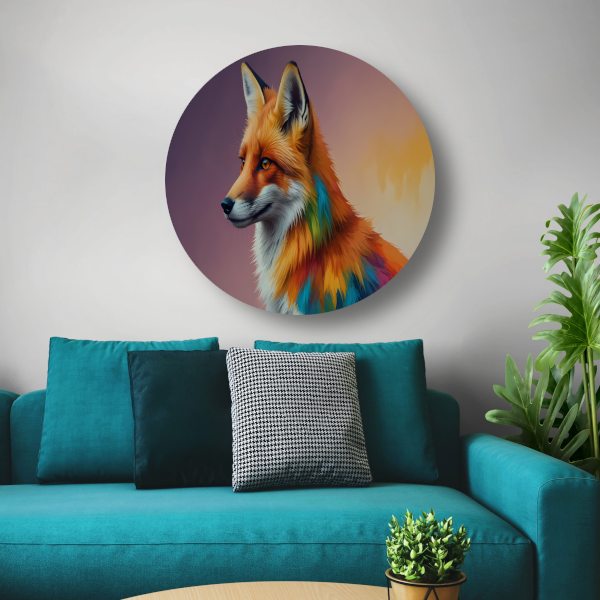 Kleurrijke Abstracte Vos in Moderne Kunst forex muurcirkel