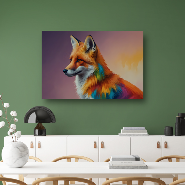 Kleurrijke Abstracte Vos in Moderne Kunst canvas met baklijst