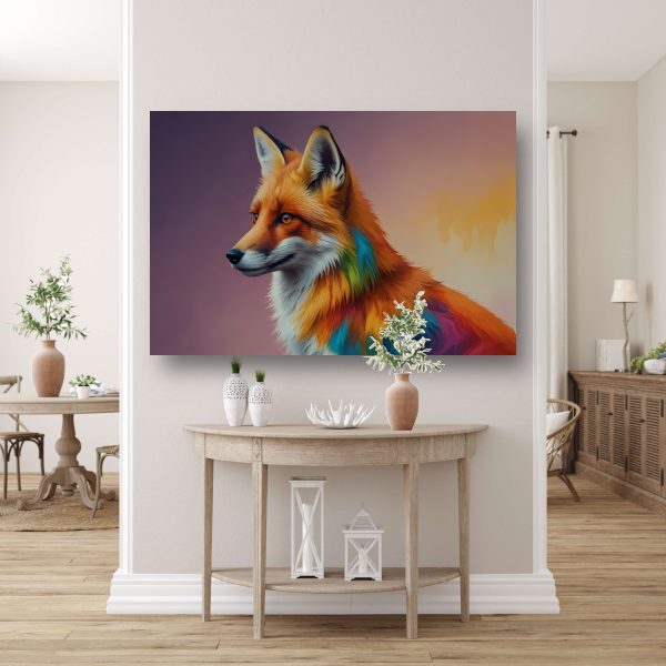Kleurrijke Abstracte Vos in Moderne Kunst canvas met baklijst