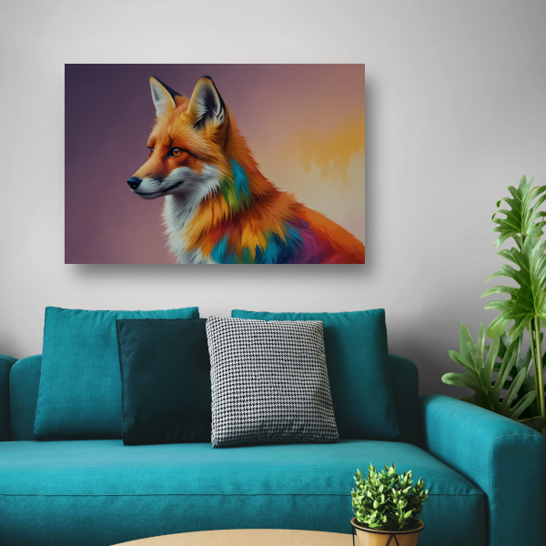 Kleurrijke Abstracte Vos in Moderne Kunst canvas met baklijst