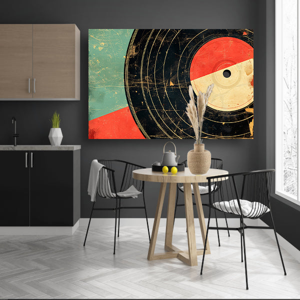 Abstracte retro vinyl kunst met patronen canvas