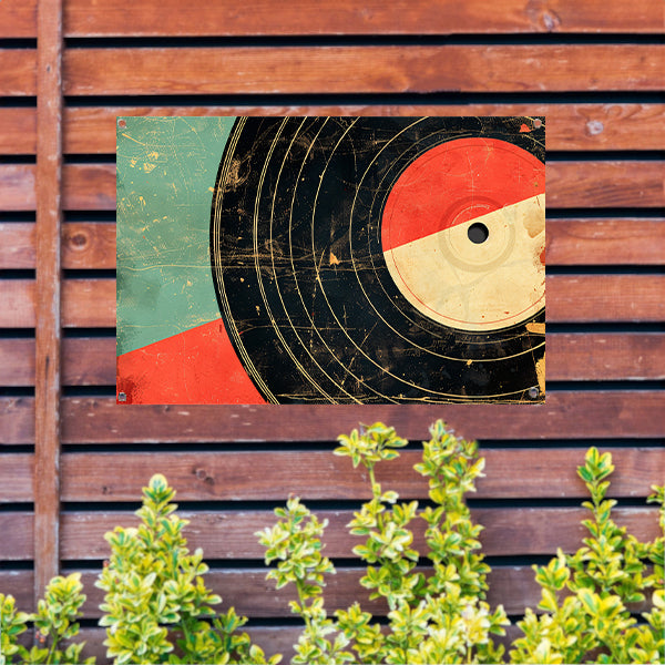 Abstracte retro vinyl kunst met patronen tuinposter