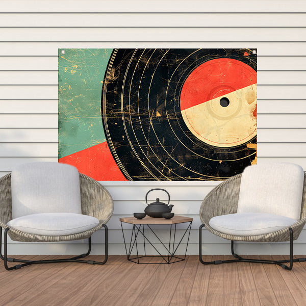 Abstracte retro vinyl kunst met patronen tuinposter