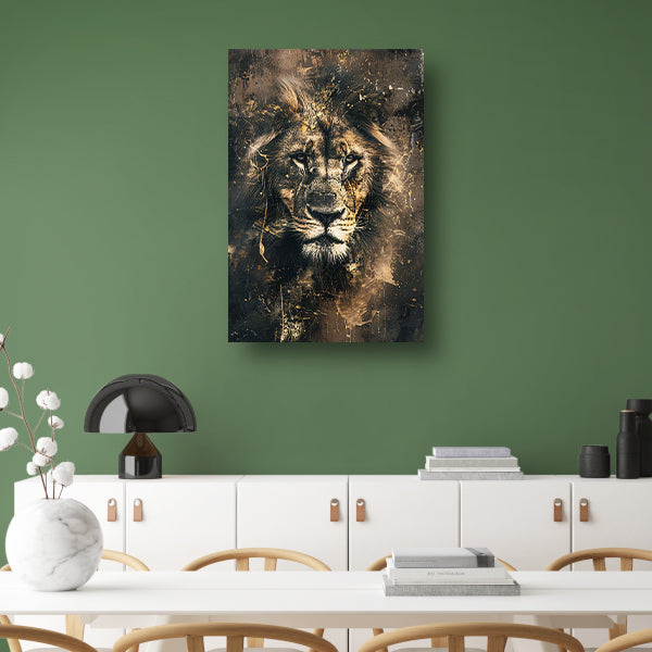 Majestueuze abstracte leeuwenkop met goudaccenten canvas