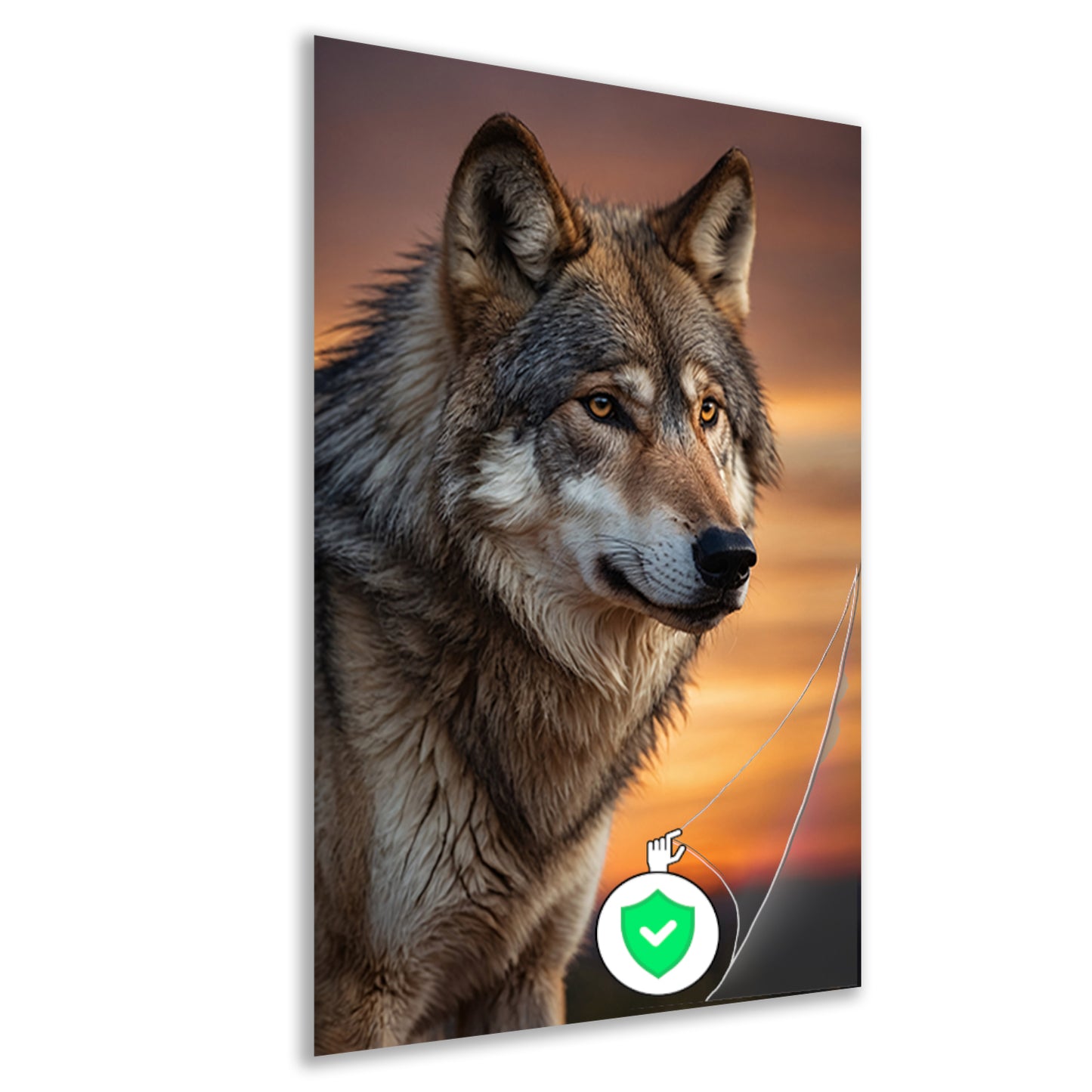 Majestueuze wolf bij prachtige zonsondergang poster