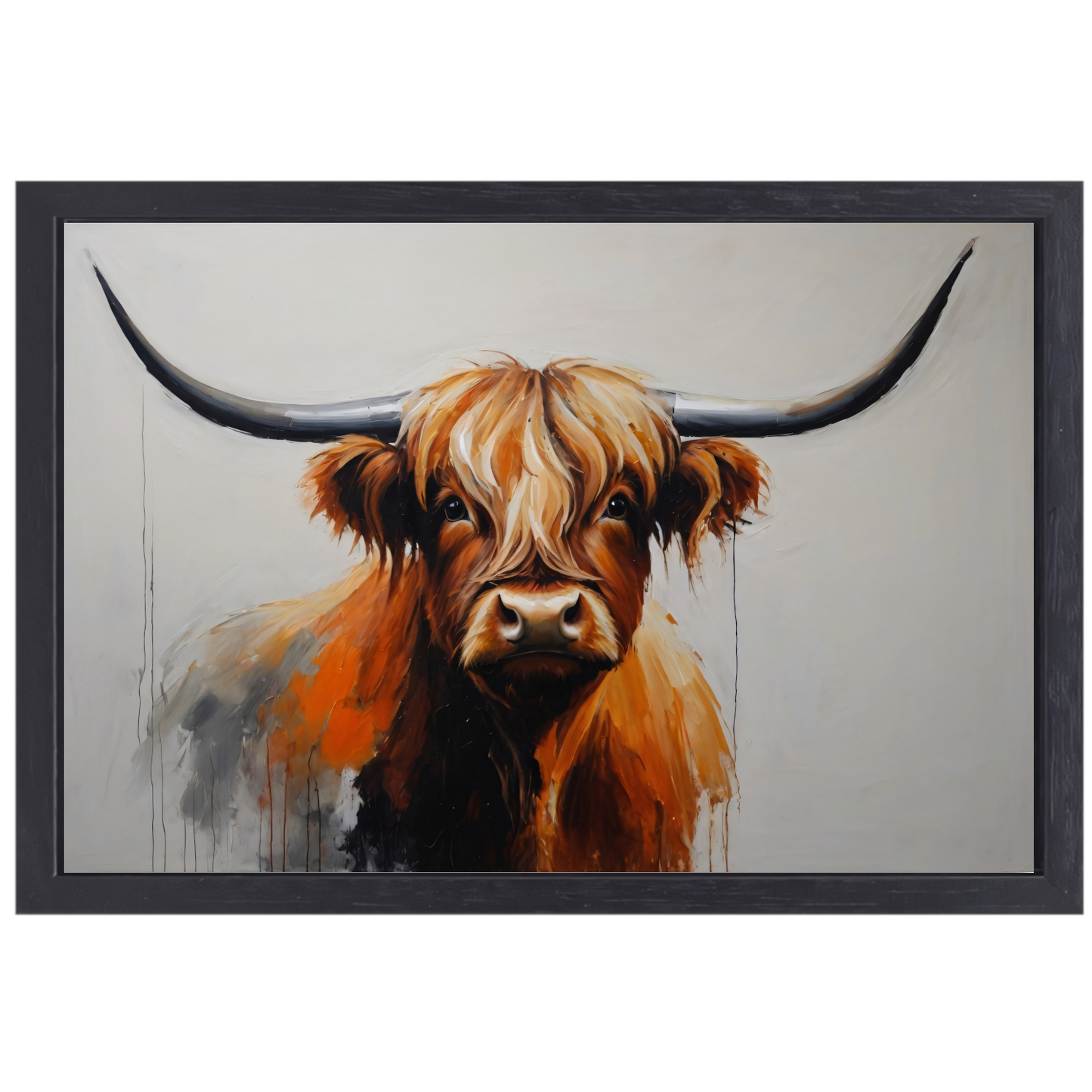Majestic Highland Cow in Artistic Realism canvas met baklijst