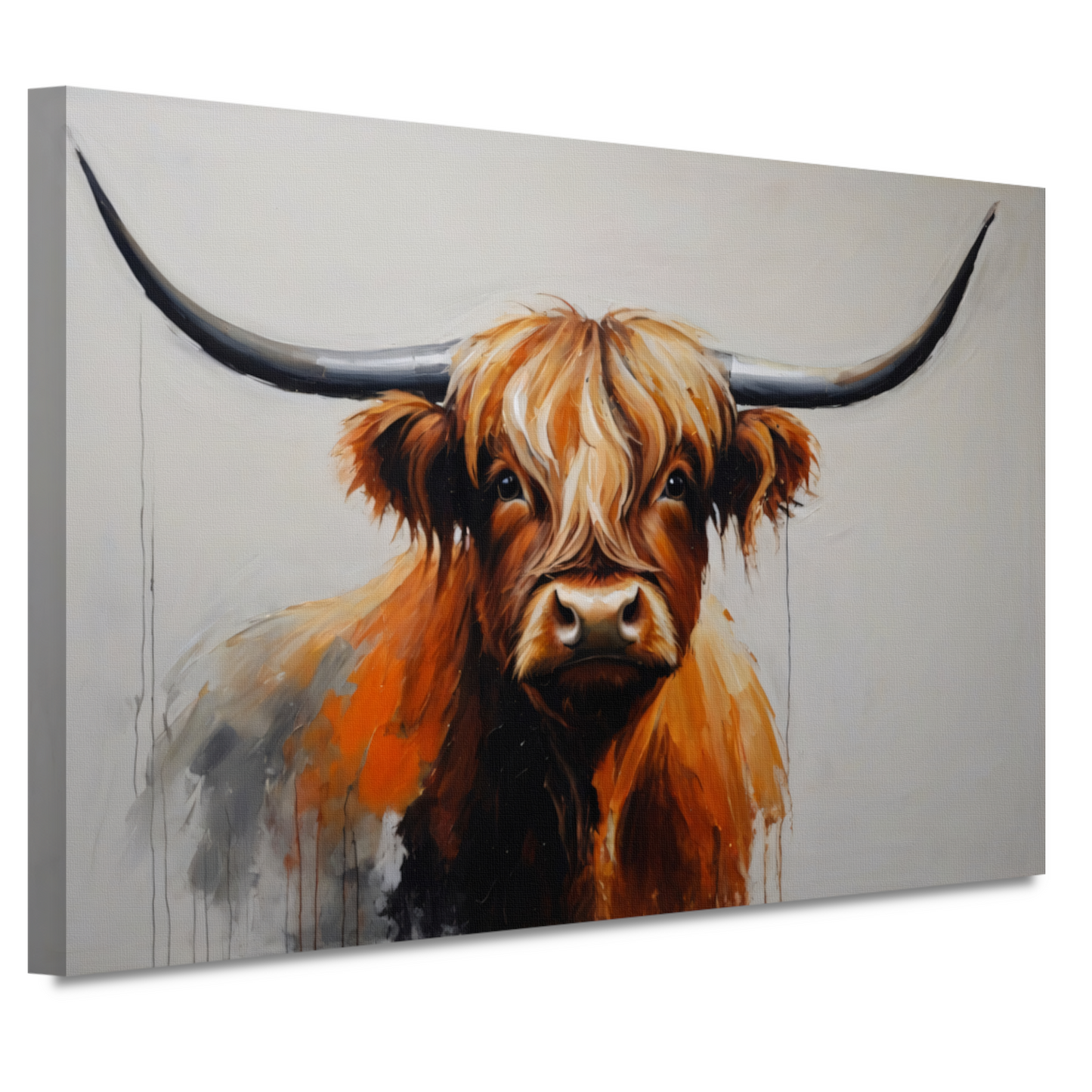 Majestic Highland Cow in Artistic Realism canvas
