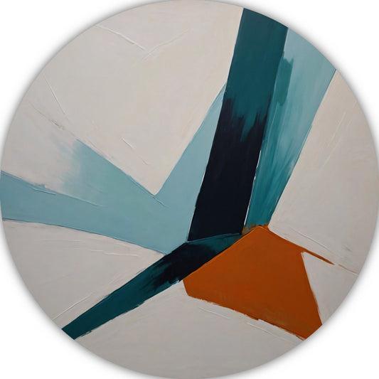 Dynamische Abstracte Compositie in Kleur aluminium muurcirkel