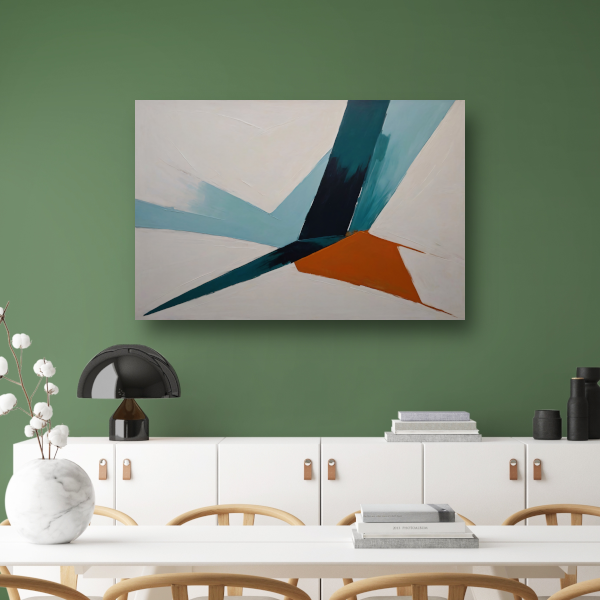 Dynamische Abstracte Compositie in Kleur canvas met baklijst