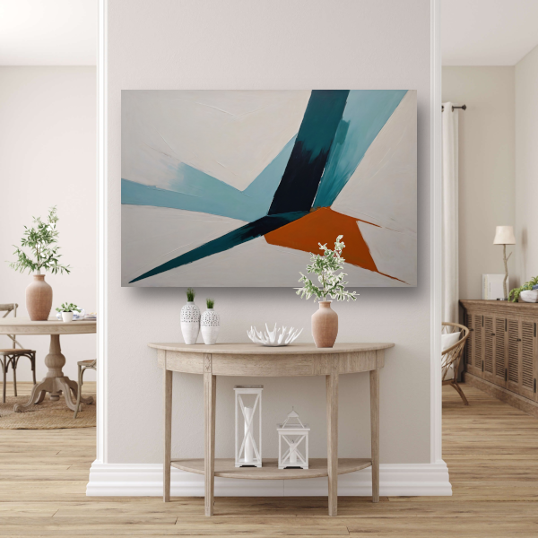 Dynamische Abstracte Compositie in Kleur canvas met baklijst