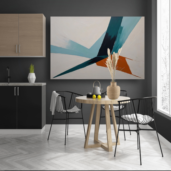 Dynamische Abstracte Compositie in Kleur canvas met baklijst