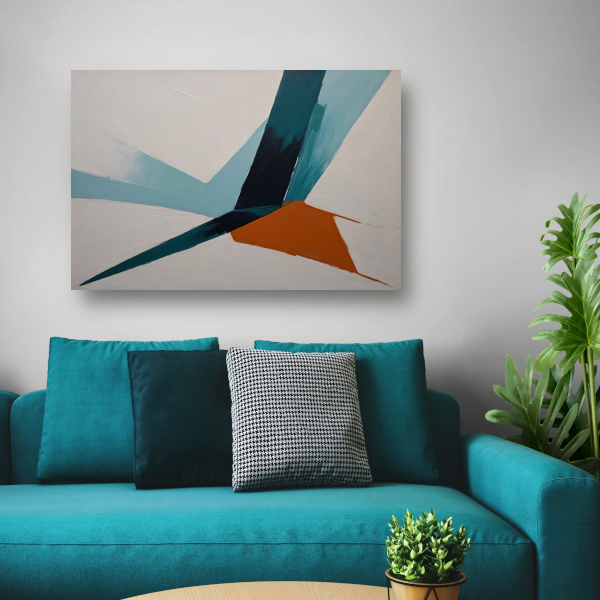 Dynamische Abstracte Compositie in Kleur canvas met baklijst