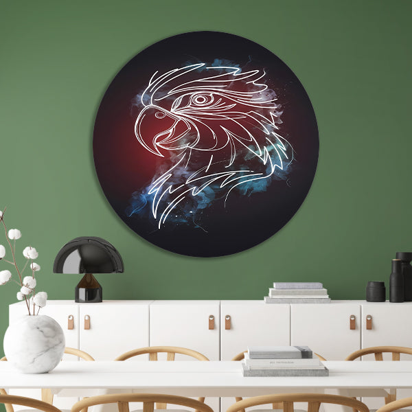 Dynamische Abstracte Adelaar in Kleur aluminium muurcirkel