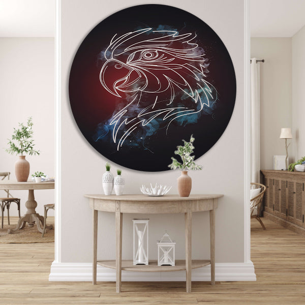 Dynamische Abstracte Adelaar in Kleur aluminium muurcirkel