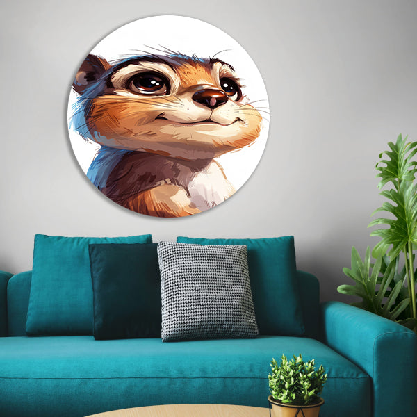 Digitale kunst van een nieuwsgierige eekhoorn aluminium muurcirkel